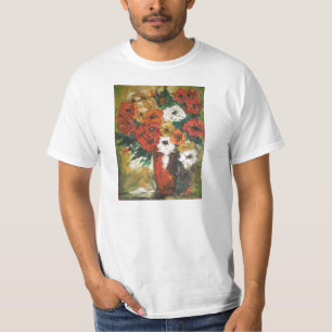 Camiseta T-Shirt Ann Hayes pintando flores rojas mezcladas