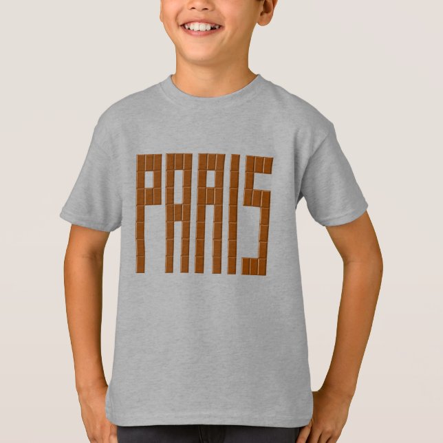 Camiseta T-shirt básico acero para niños PARÍS CHOCOLATE (Anverso)