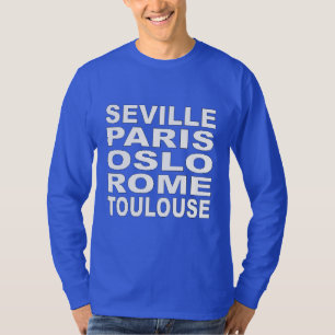 Camiseta T-shirt- básico azul Diseño TURISMO EUROPA DEPORTE