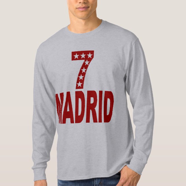 Camiseta T-shirt básico gris MADRID 7 ESTRELLAS (Anverso)