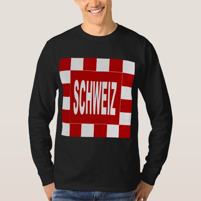 Camiseta T-shirt básico negro SCHWEIZ (Anverso)
