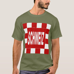 Camiseta T-shirt básico oscuro verde de color caqui SCHWEIZ