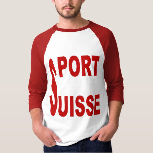 Camiseta T-shirt básico raglán blanco/rojo   DEPORTE SUIZA