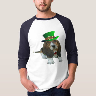 Camiseta T-Shirt Basset Hound Happy St. Patrick