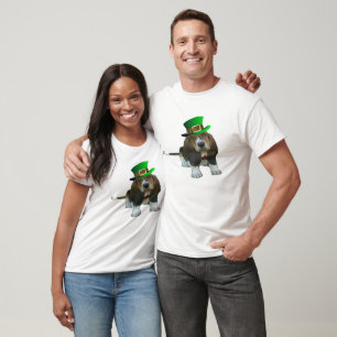 Camiseta T-Shirt Basset Hound Happy St. Patrick