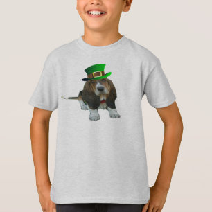 Camiseta T-Shirt Basset Hound Happy St. Patrick's Clover