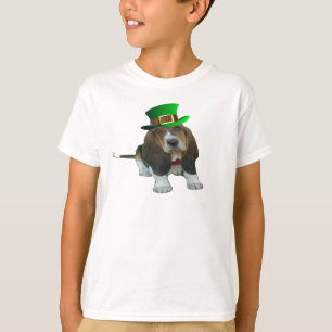 Camiseta T-Shirt Basset Hound Happy St. Patrick's Clover