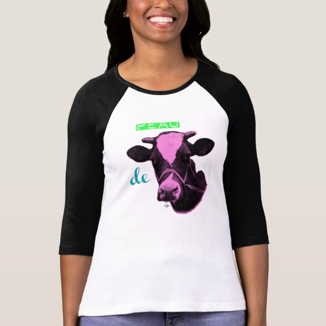 Camiseta T - shirt Bicolor mujer Piel de vaca (Anverso)