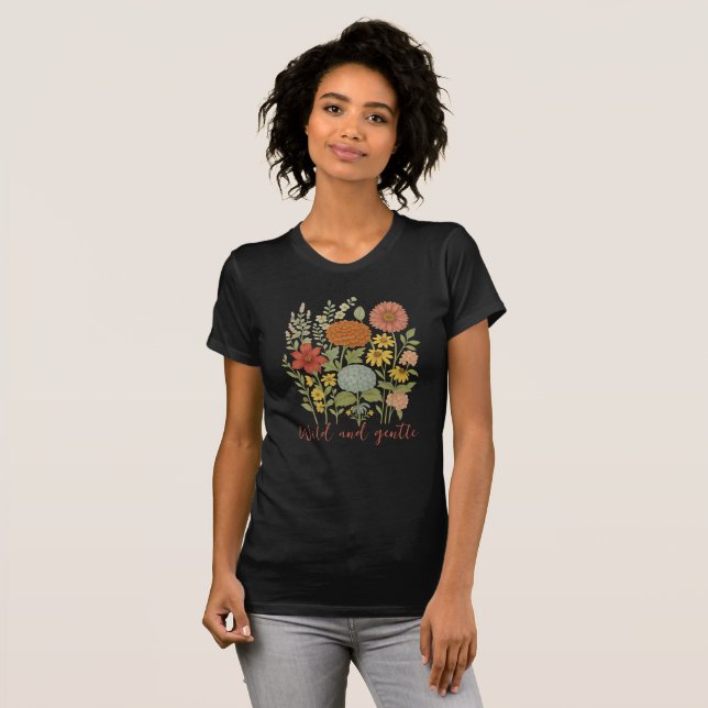 Camiseta T-shirt bohème floral "Wild and Gentle" Inspirant (Anverso completo)