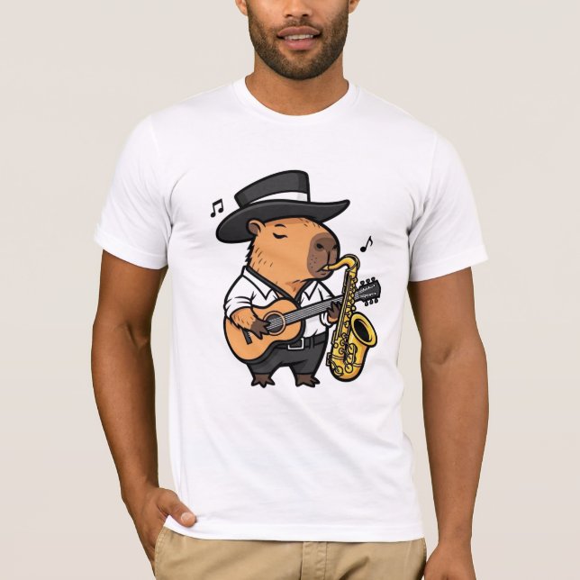 Camiseta  T-Shirt – Capybara Music Mood (Anverso)
