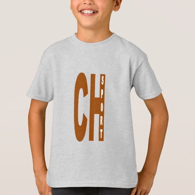 Camiseta T-shirt cendre enfant DESIGN  CH SPORT (Anverso)