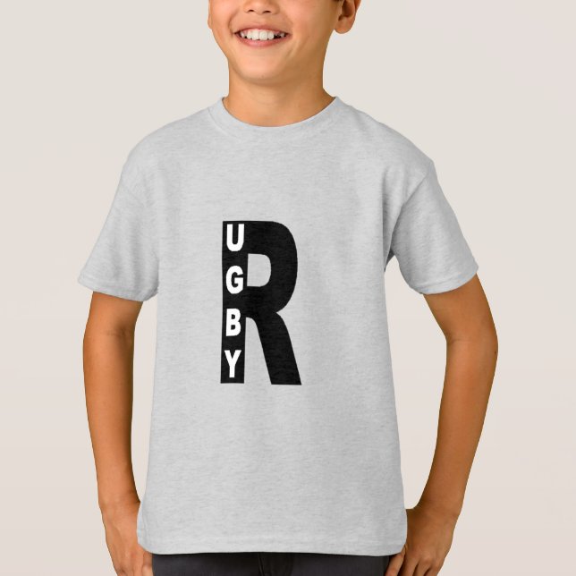 Camiseta T-shirt cendre enfants DESIGN  RUGBY (Anverso)