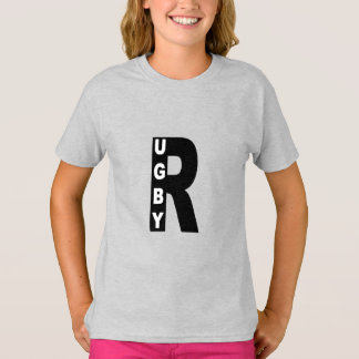Camiseta T-shirt cendre filles  DESIGN  RUGBY
