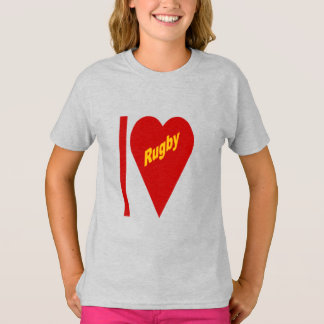 Camiseta T-shirt cendre filles  I LOVE RUGBY