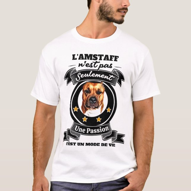 CAMISETA T-SHIRT CHIEN AMSTAFF BLANC POUR HOMME  (Anverso)