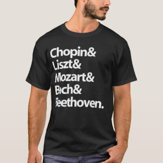 Camiseta T-shirt: Chopin, Mozart, Litz, Bethoven