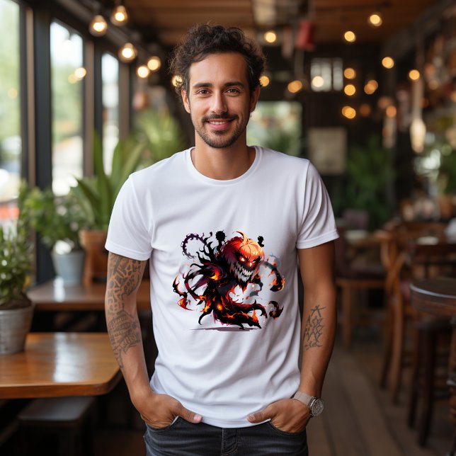 Camiseta T-shirt Citrouille Epouvantail d'Halloween en feu  (Subido por el creador)