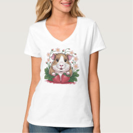 Camiseta T-shirt Cochon d'Inde Espiègle au Jardin de Fraise