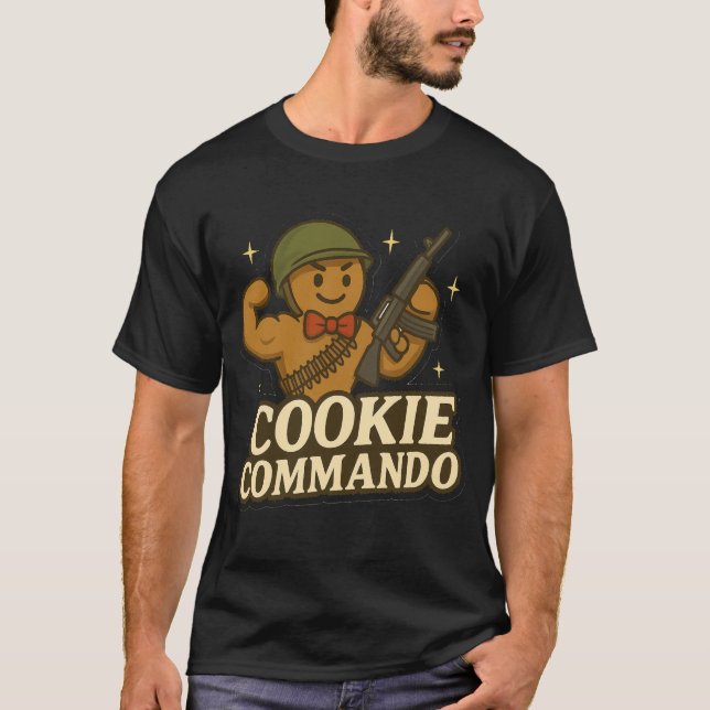 Camiseta T-Shirt Cookie Commando – Bowtie Muscle Edition (Anverso)