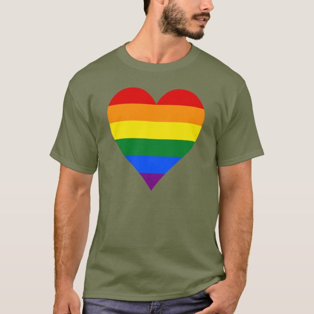 Camiseta T-Shirt, corazón del orgullo LGBT (Anverso)