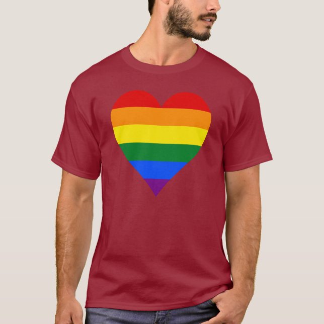 Camiseta T-Shirt, corazón del orgullo LGBT (Anverso)