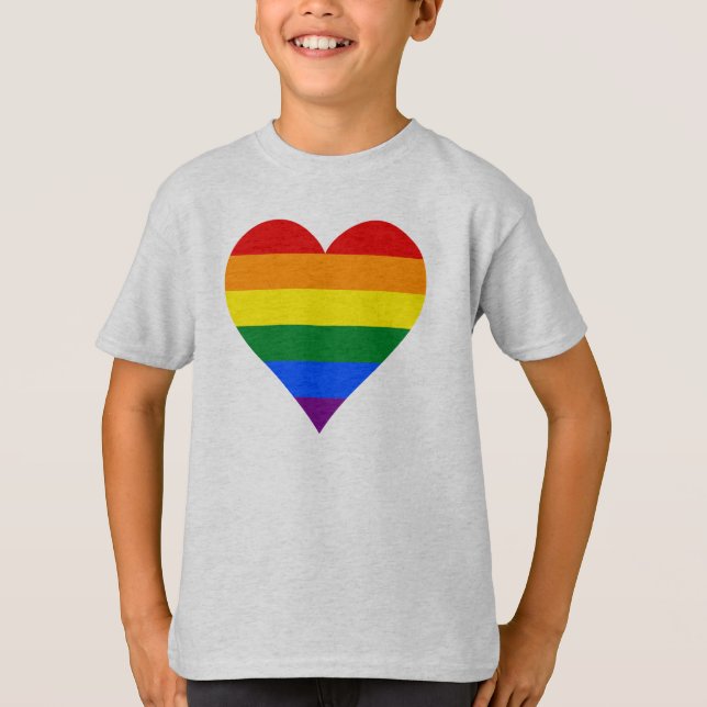 Camiseta T-Shirt, corazón del orgullo LGBT (Anverso)