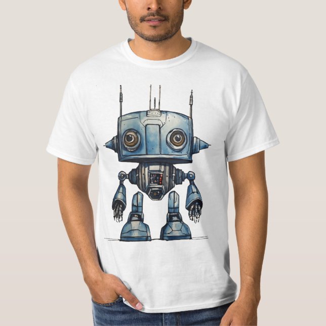 Camiseta T-Shirt Cosmic Whimsy: diseño de robots de ciencia (Anverso)