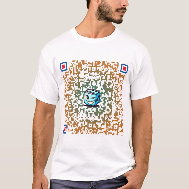 Camiseta T Shirt Custom cartoon QR-code with slogan (Anverso)