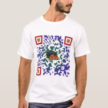 T Shirt Custom cartoon QR-code with slogan