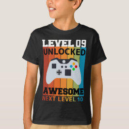Camiseta T-Shirt de cumpleaños desbloqueado de nivel 09