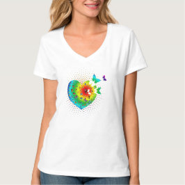 Camiseta T-Shirt de las mujeres del corazón de mariposa