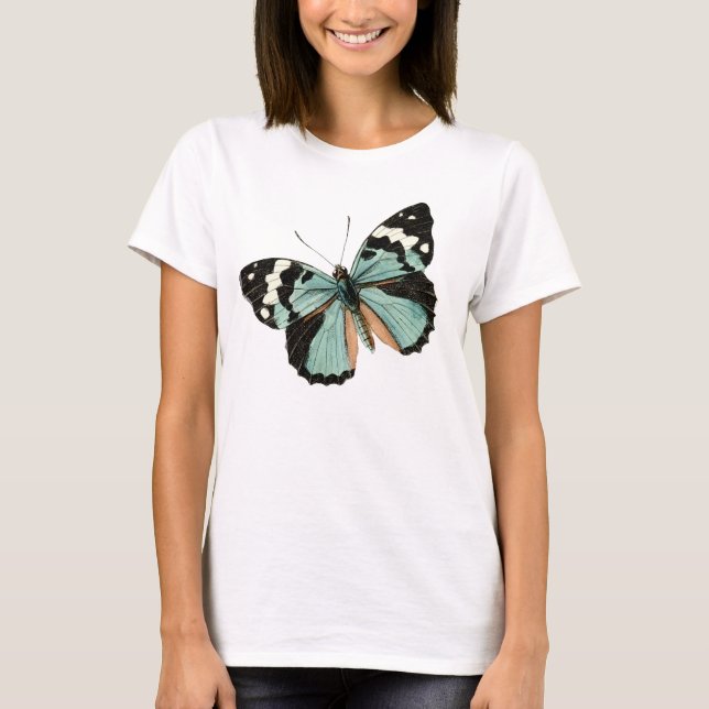 Camiseta T-Shirt de mariposa azul pálido (Anverso)