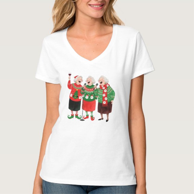 Camiseta T-Shirt de Noël Festive pour Femmes – Pulls de Noë (Anverso)