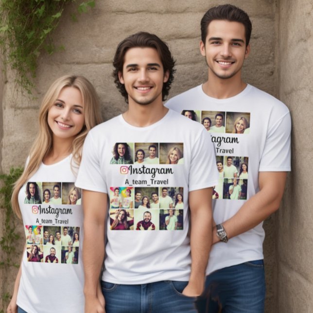 Camiseta T-Shirt de perfil de Instagram personalizado (Instagram logo and photo collage grid to increase your followers and likes. )