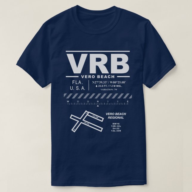 Camiseta T-Shirt del Aeropuerto Regional de Vero Beach (VRB (Diseño del anverso)