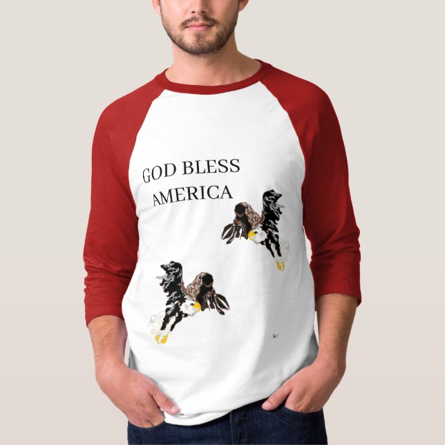 CAMISETA T-SHIRT ; DIOS BENDIGA A AMÉRICA EAGLES FLY (Anverso)