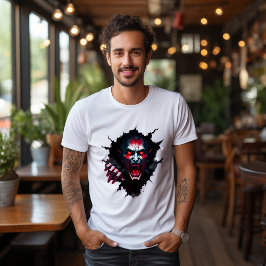 Camiseta T-shirt Dracula ensanglanté surgissant du mur