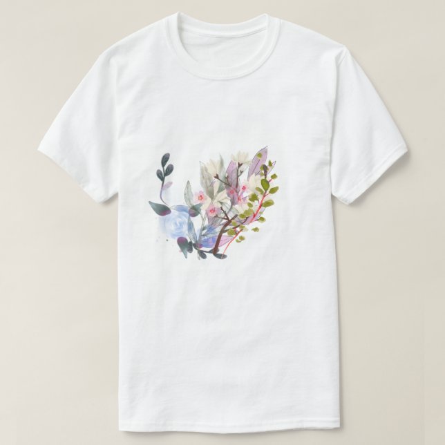 Camiseta T-Shirt Elegant Botanical Flower & Leaf Art  (Diseño del anverso)