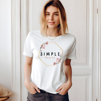 Camiseta T-shirt élégant Simple Beauty floral minimaliste