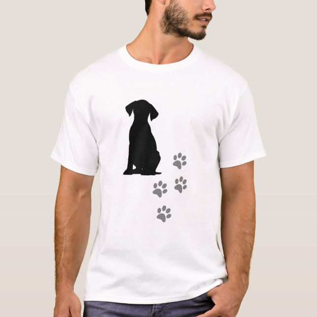 Camiseta T-Shirt Empreintes de Pattes & Chien Mignon – Dog  (Anverso)