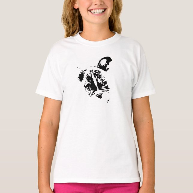 Camiseta T-shirt en jersay fille  - Design French Bulldog (Anverso)