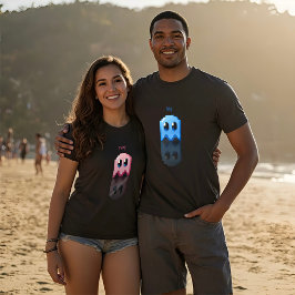 Camiseta T-shirt fantôme bleu nom perso fanart PacMan noir