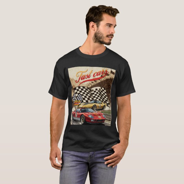 Camiseta T-Shirt Fas Cars Racing Retro Graphic Tee for Car  (Anverso completo)