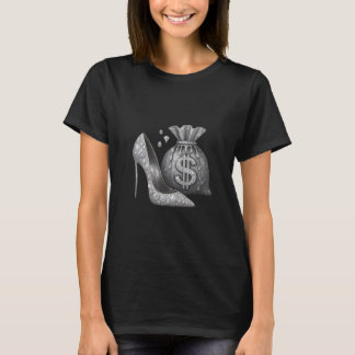 Camiseta T-shirt femme chic – Escarpin argenté scintillant