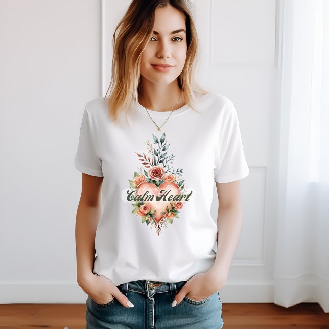 Camiseta T-shirt floral cœur apaisant et élégant (Subido por el creador)
