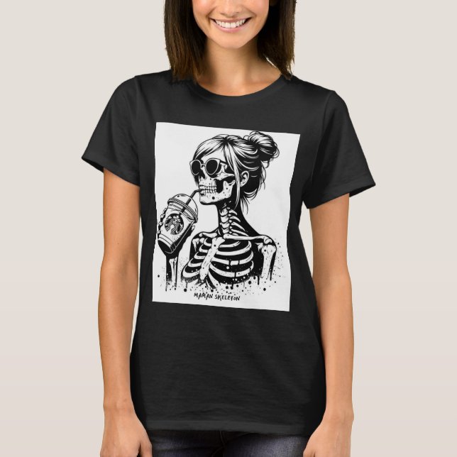 CAMISETA T-SHIRT FUNNY MAMAN SKELETON (Anverso)