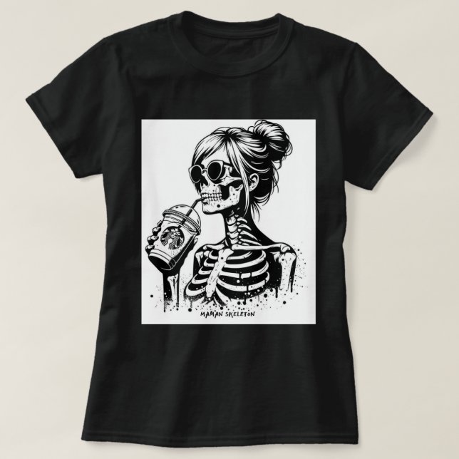 CAMISETA T-SHIRT FUNNY MAMAN SKELETON (Diseño del anverso)