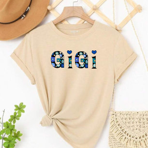 Camiseta T-shirt gigi for grandma with hearts and flowers
