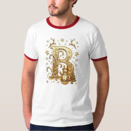Camiseta T-Shirt Gold Letter B Luxury Snowman Ringer White
