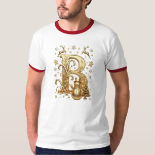Camiseta T-Shirt Gold Letter B Luxury Snowman Ringer White